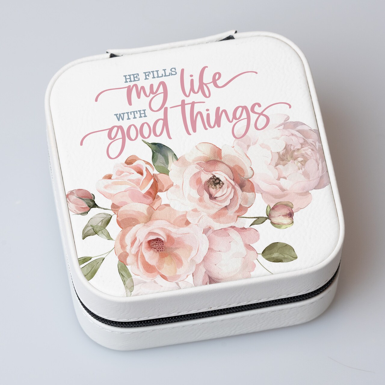 DEXSA He Fills My Life Jewelry Box, Measures 4.375" x 4.25" x 2.25"